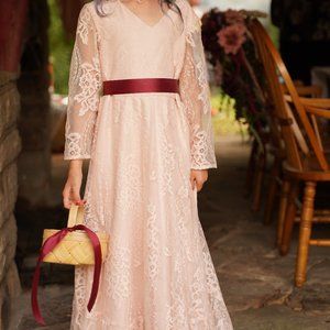Lace A-Line Little Girls' Bridemaids Flower Girl Dress
